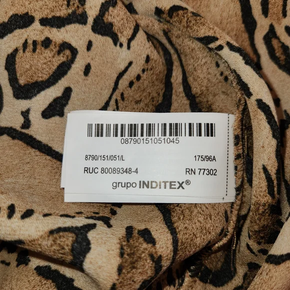 NWT Zara Animal Print Lace Up Front Ruffle Top Size L Long Sleeves Black/Brown - Picture 12 of 16